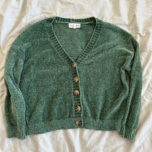Green loose cropped cardigan size XS